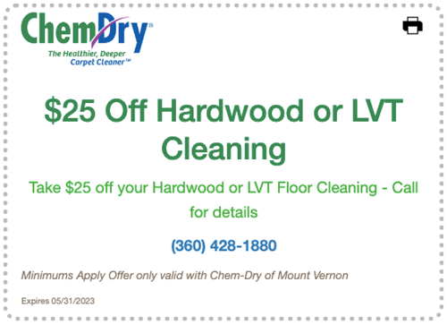 $25 off hardwood or lvt cleaning